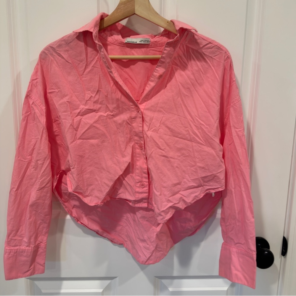 Pull&Bear Crop Button Down Shirts - Picture 1 of 2